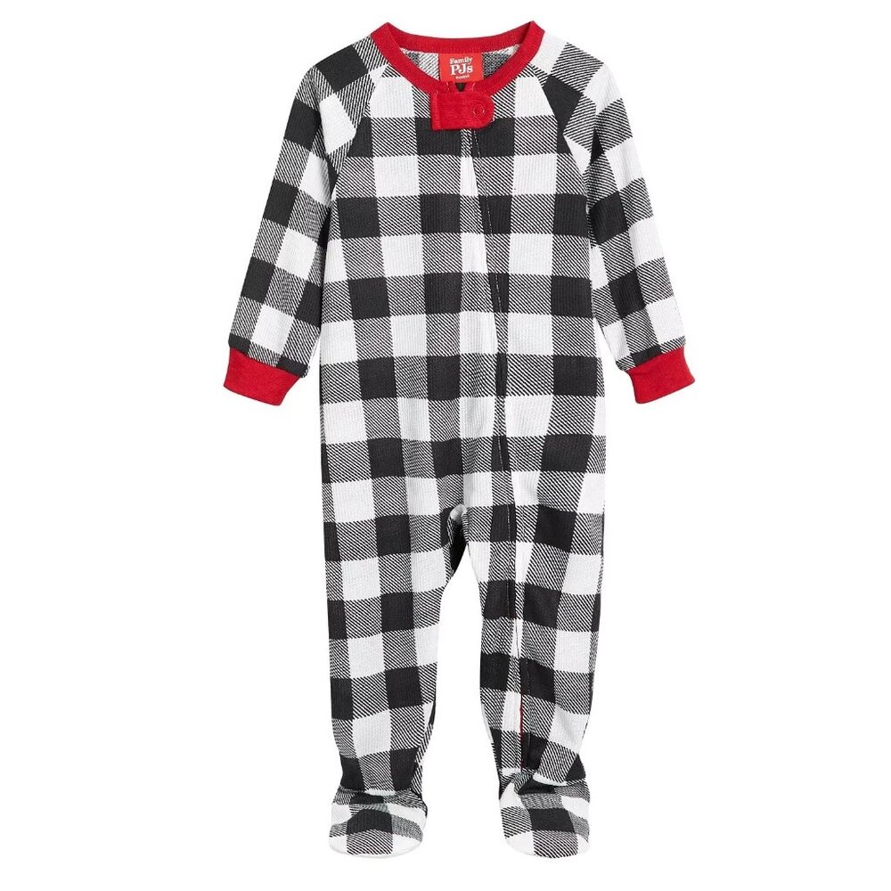 Family Pajamas Baby Unisex Boy Girl One-Piece PJ, Buffalo Check Black White